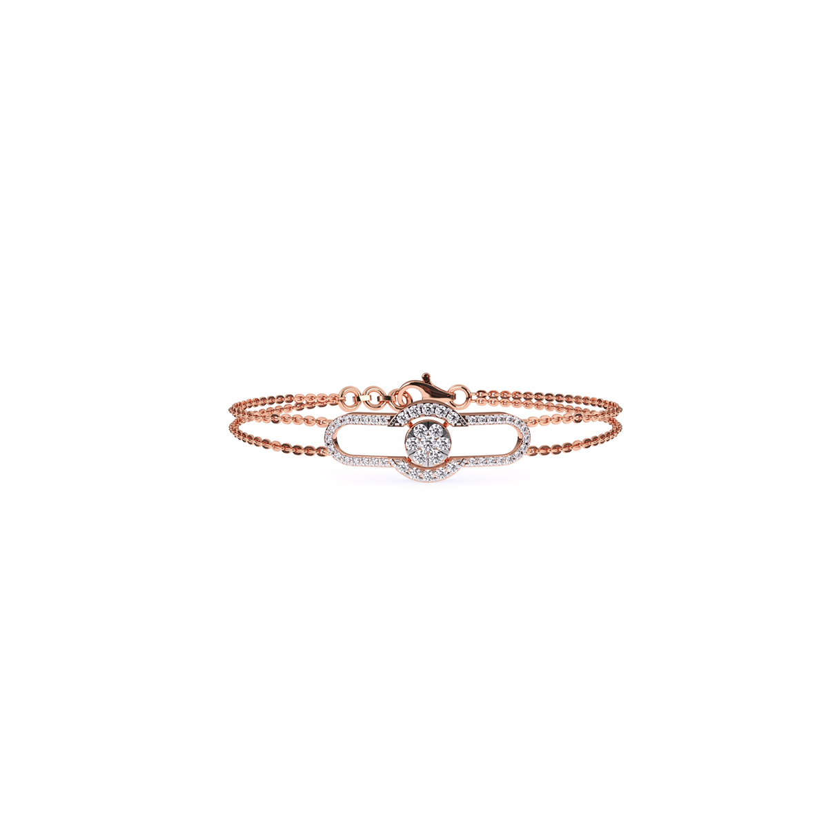 14K Rose Gold Trendy Lab Grown Diamond Bracelet
